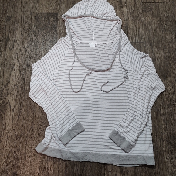 Shimera Gray and White Striped Hooded Top Size XL - Picture 6 of 9